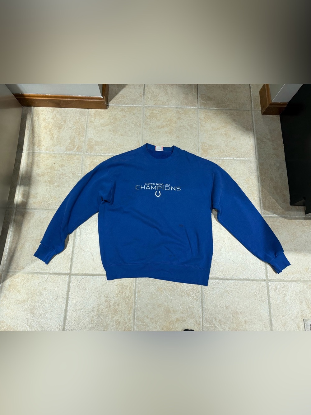 Vintage ’07 Blue Super Bowl XLI Champions Colts Crewneck As is In Good Cond Sz L